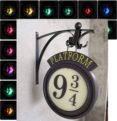 Night Light,Vintage Hanging 9 3/4 Night Light Home Decor Metal Color Changed Platform Wall Night Light for Movie Lovers : Amazon.ca: Tools & Home Improvement Platform 9 3/4 Sign, Harry Potter Platform, Harry Potter Wall, Mood Lamps, Express Train, 3d Lamp, Home Room Decor, Vintage Wall Lights, Harry Potter Room