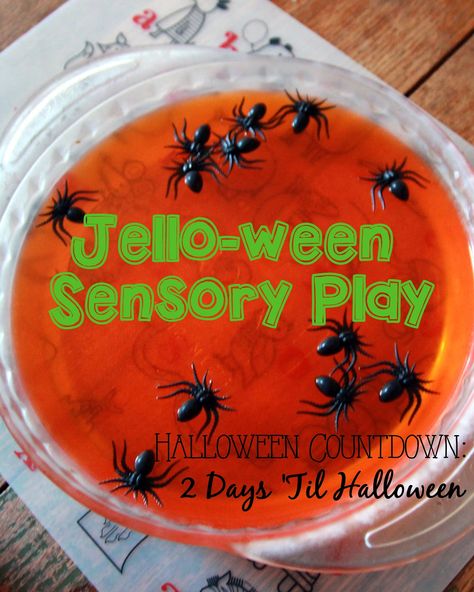 Halloween Jello Sensory Bin, Jello Sensory Play, Halloween Jelly, Halloween Jello, Halloween Sensory, Halloween Countdown, Sensory Table, Family Of Four, New Normal