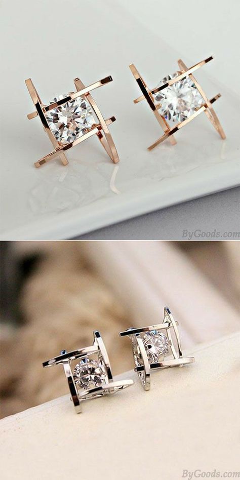 Fashion Earrings Studs, Zircon Earrings, Womens Earrings Studs, Fashion Unique, Fancy Jewellery, Gold Earrings Designs, Earrings Studs, Tic Tac Toe, Tic Tac