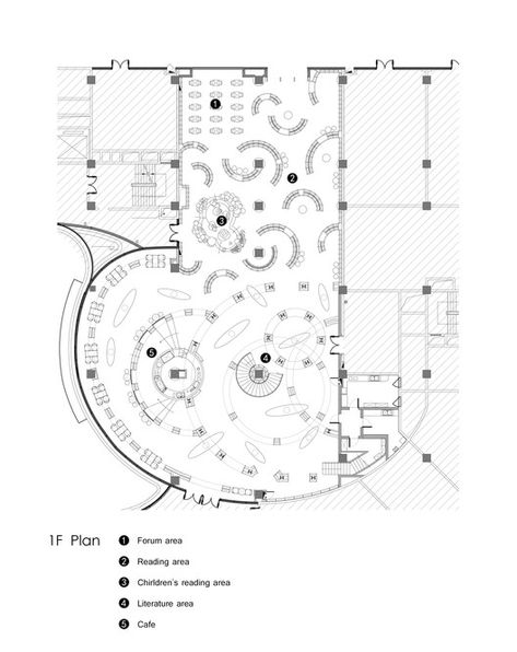 Gallery of Dujiangyan Zhongshuge Bookstore / X+Living - 23 Lobby Plan, Panda Climbing, Library Plan, Black Floor Tiles, Mirror Ceiling, Glass Curtain, Living Photo, Wall Bookshelves, Black Tiles