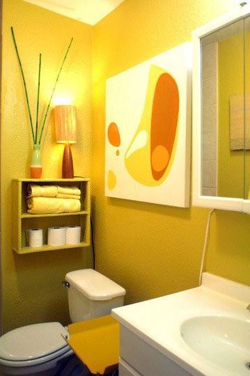 36 Bright And Sunny Yellow Ideas For Perfect Bathroom Decoration Colorful Bathrooms, Yellow Bathroom Decor, Tidy Bathroom, Yellow Cottage, Yellow Bathroom, Yellow Bathrooms, Bathroom Design Ideas, Bathroom Trends, Bathroom Ideas Modern