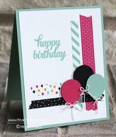 One of many birthday card ideas using washi tape Birthday Card Ideas, Washi Tape Cards, Bday Cards, 카드 디자인, Cricut Cards, Kids Birthday Cards, Birthday Cards Diy, Happy Birthday Card, E Card