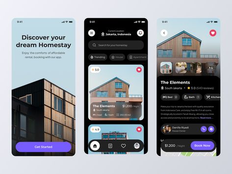 Mobile App - Real Estate🏡 by Devia Anggraeni on Dribbble Real Estate Mobile App Ui Design, Flight Booking App, Real Estate App, Dashboard Mobile, Dribbble Design, Card Ui, Real Estate Management, Real Estate Rentals, Mobile App Design Inspiration