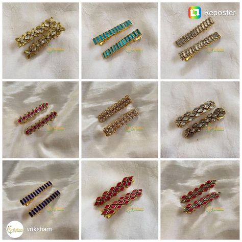 Vrikshamindia.com Kundan Clips, Diy Hair Accessories Beads, Silk Thread Earrings Designs, Silk Thread Bangles Design, Silk Thread Earrings, Girls Hair Bows Diy, Thread Bangles Design, Homemade Bows, Diy Hair Accessories Ribbon