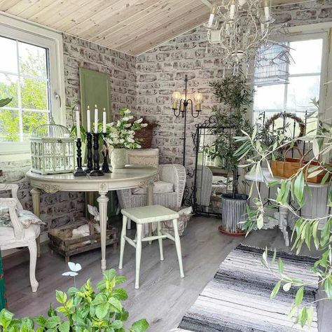 Cottagecore She Shed, She Shed Interior Ideas Shabby Chic, Glam She Shed, Garage She Shed Ideas, Decorating A She Shed, Tiny She Shed Interior Ideas, She Shed Interior Ideas Decor, She Shed Bedroom Ideas, She Sheds Ideas Interior