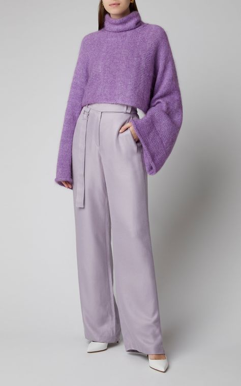 One Color Outfit, Sally Lapointe, Lawyer Fashion, Twin Outfits, Duchess Satin, Purple Outfits, Knitwear Fashion, Closet Fashion, Kpop Fashion Outfits