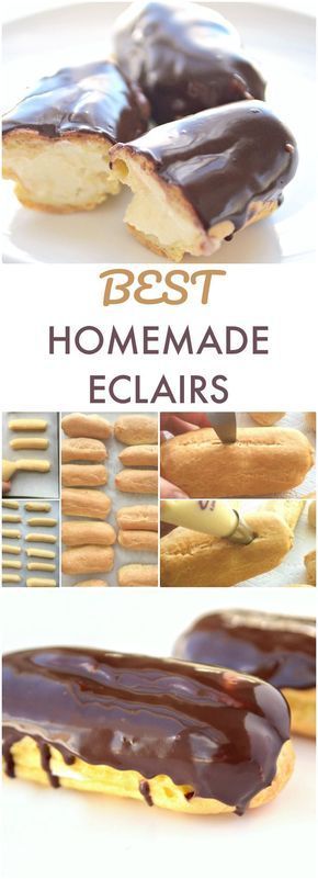 Homemade Eclairs, Dainty Desserts, Eclairs Recipe, Chocolate Eclair Recipe, Dessert Kabobs, Chocolate Eclairs, Classic French Desserts, Dessert Mousse, French Dessert Recipes