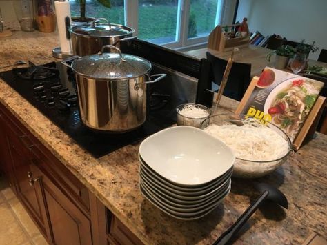 A friend sent this from his pho party and shared tips, too! I offer my own on VWK so start planning your own pho fest! Pho Dinner Party, Pho Themed Party, Pho Bar Party, Pho Party, Soup Bar, Pho Noodles, Vietnamese Pho, Pho Bowl, Pho Soup