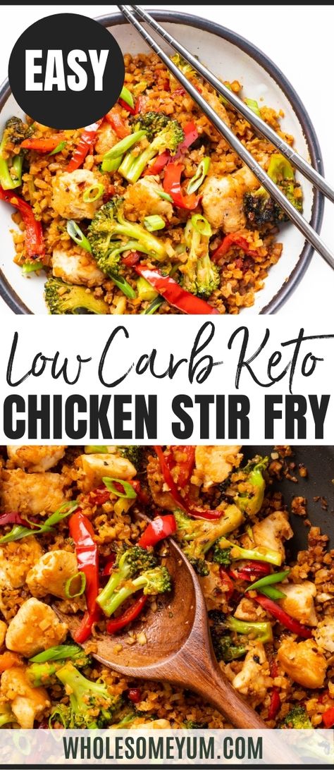 Low Carb Keto Chicken Stir Fry Recipe With Cauliflower Rice Stir Fry With Cauliflower Rice, Stir Fry Low Carb, Recipe With Cauliflower, Spinach Stuffed Chicken Breast Recipes, Keto Stir Fry, Chicken Stir Fry Recipe, Fry Chicken, Chicken Cauliflower, Stir Fry Recipes Chicken