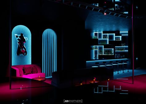 Strip Club Interior Design, Strip Club Interior, Strip Club Aesthetic, Club Design Interior, Strip Clubs, Bar Stuff, Open Sesame, Club Lighting, Points Of View