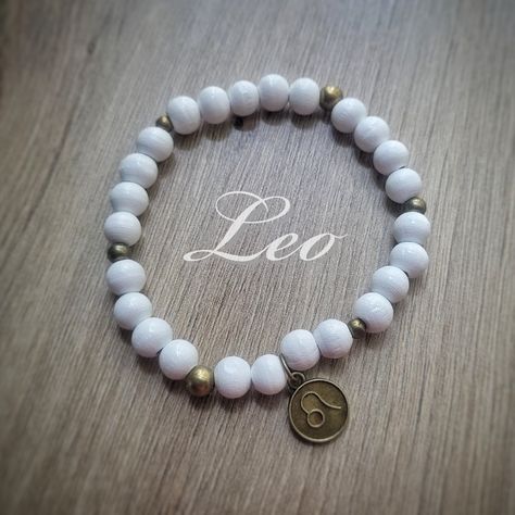 Check out our Leo collection! Single Bracelet, Leo Season, Zodiac Collection, White Bracelet, Charms Bracelets, White Bracelets, Bracelet Beaded, White Wood, Wood Beads