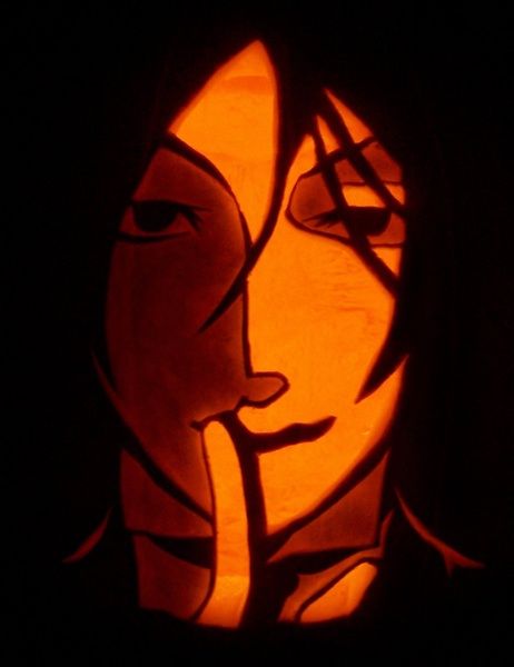 Amazing ;_; #pumpkin #carving #anime #manga #blackbutler #Sebastian #ihatehashtags (credit to Amanda - whoever you are...) Jujutsu Kaisen Pumpkin Carving, Jjba Pumpkin Carving, Gojo Pumpkin Carving, Jjk Pumkin Carving, Jjk Pumpkin Carving, Pumkin Carving Mha, Shiba Inu Pumpkin Carving, Anime Pumpkin Carving Ideas, Anime Pumpkin Carving