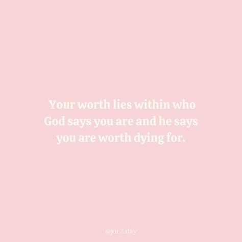 You are worthy, period. 💕 It doesn’t matter what anyone said, it doesn’t matter how you feel, your worth is a fact. If you struggle to believe that remember that someone found you so worthy that they died for you, and his name is Jesus. ✝️ #joi2day #selfworth #selflove #motivation #jesuslovesyou #spreadjoy #affirmations #biblequotes #christiancommunity #christianpost #dailyinspiration #explorepage Self Worth Scripture, Feeling Worthy Quotes, Self Worth Bible Verses, Your Worth Quotes, My Worth, Selflove Motivation, Christian Post, Worth Quotes, God Says