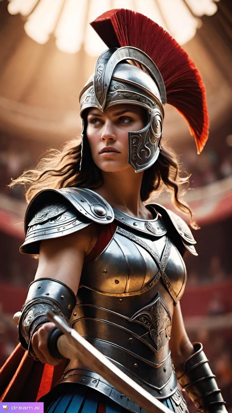 Spartan Woman Warrior, Greek Armor Female, Female Gladiator, African Portraits Art, Barbarian Woman, Spartan Women, Roman Gladiators, Roman Armor, Female Warriors