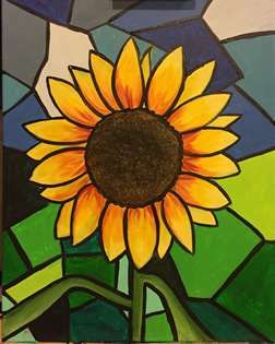 Stained Glass Sunflower - Pinot's Palette Painting Glass Painting Art, Pinots Palette Paintings, Stained Glass Sunflower, Diy Christmas Canvas, Sunflower Mosaic, Stained Glass Painting, Glass Sunflower, Pinots Palette, Painted Glass Vases