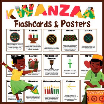 Kwanzaa vocabulary flashcards & posters set - holidays around the world cards | TPT Kwanzaa Umoja, Kwanzaa Principles, Holidays Around The World, Free Preschool, Free Poster, Kwanzaa, Matching Games, Teachers Pay Teachers, Printable Cards