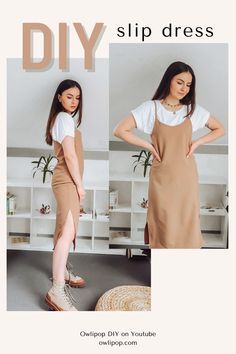 Easy Dress No Pattern, Cami Dress Pattern Free Sewing, Easy Slip Dress Pattern, Jersey Slip Dress, Dress Slip Pattern, Styling Satin Slip Dress, Sewn Dresses Diy, Simple Slip Dress Pattern, Linen Slip Dress Pattern