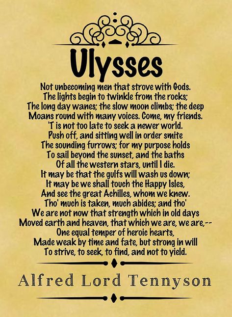 Great poem for Alfred tennyson; Ulysses Ulysses Poem, Poem Worksheet, Mythology Poetry, Tennyson Poems, Alfred Tennyson, Lord Tennyson, Classic Poems, Alfred Lord Tennyson, Poetry Journal