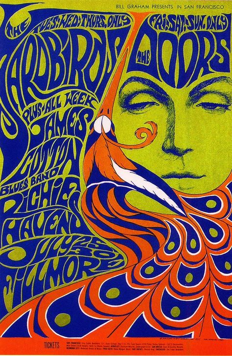 ... and the psychedelic poster was born. The love of art and nature eventually carried Wilson away to the beautiful Ozarks foothills, where he still enjoys ... The Doors Concert, Rock Kunst, Poster Grafico, Poster Rock, Hippie Posters, 60s Art, Door Poster, Art Hippie, Vintage Concert Posters