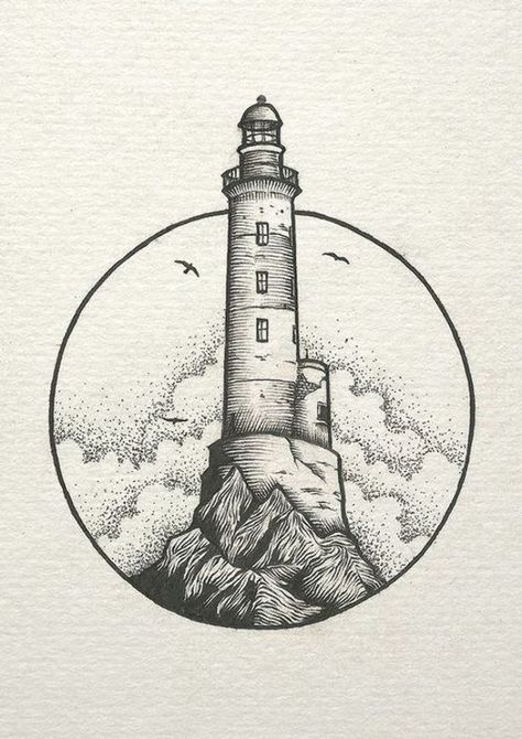 Tattoos 2023, Tattoo 2017, 심플한 그림, Lighthouse Tattoo, Kunst Tattoos, Stippling Art, Tiny Tattoo, White Drawing, Cloud Drawing