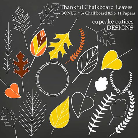 ChalkBoard Leaves Digital Clipart Elements and by cupcakecutiees Chalkboard Leaves, Thanksgiving Chalkboard Art, Thankful Leaves, Fall Chalkboard Art, Thanksgiving Chalkboard, Fall Chalkboard, Chalkboard Wall Art, Chalkboard Doodles, Chalkboard Calendar