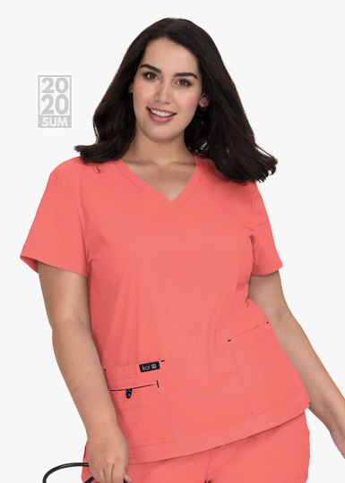 KOI737-126 | Coral Medical Scrubs, Samoa, Scrub Tops, Id Badge, Lining Fabric, Seychelles, Moisture Wicking Fabric, Haiti, Tanzania