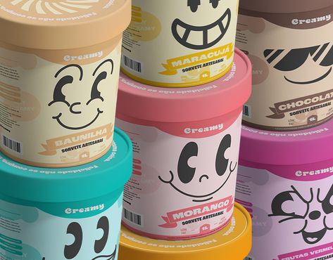 Ice Cream Label Design Packaging, Ice Cream Brand Logo, Ice Cream Branding Design, Ice Cream Mascot, Ice Cream Branding, Yogurt Brands, Organic Ice Cream, Ice Cream Logo, Ice Cream Business