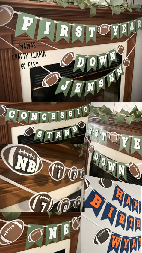 Football birthday party decor. Mamas crafty llama @ Etsy Birthday Football, Football Birthday Party, Birthday Banners, First Birthday Banners, Football Birthday, Birthday Party Decor, Birthday Banner, First Year, First Birthday