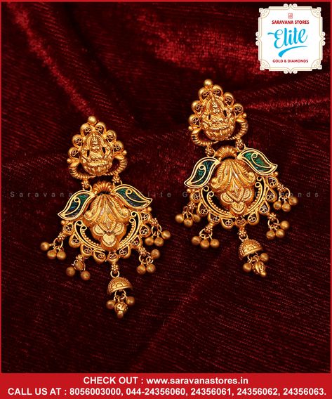 Looking for some mesmerizing charms of Chandabali hanging. It's our trendiest and finest collection.  Check out : www.saravanastores.in  Call us at : 8056003000, 044-24356060, 044-24356061, 044-24356062, 044-24356063   #Saravanaelite #goldpnecklace #evergreen #evergreennecklace #goldjewelry #gold #jewelry #indianjewelry #fashion #bridaljewelry #weddingjewelry #jewelrydesign #diamonds #uniquejewellery #earrings #raredesigns #Chennai #SaravanaStoresEliteGold 5grams Gold Earrings Designs, Gold Zumaka, Buttalu Earrings, Vanki Designs Jewellery, Year Ring, Latest Earrings Design, Bridal Hair Decorations, Gold Earrings For Kids, Diamond Necklace Simple