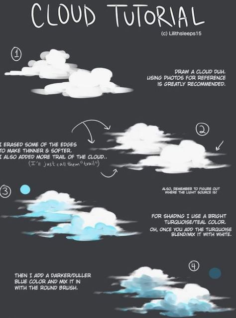 How To Paint Clouds, Cloud Tutorial, Concept Art Tutorial, Art Painting Tools, Digital Painting Tutorials, Arte Inspo, Cloud Painting, Diy Canvas Art Painting, Art Inspiration Painting