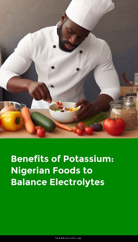 In this blog post, we will delve into the benefits of Potassium Nigerian Foods to Balance Electrolytes.



Electrolytes are essential minerals in the body that play a vital role in various bodily functions.



One specific mineral, potassium, is crucial for maintaining electrolyte balance.



Electrolytes are vital for body functions. They regulate nerve and muscle function, maintain fluid balance, and ensure cell communication.



Potassium stands out among essential minerals. It aids in muscle contractions, supports nerve impulses, and helps maintain proper fluid balance.



This blog post delves into the benefits of potassium, focusing on Nigerian foods that naturally balance electrolytes



The Potassium Advantage




Muscle Function: Potassium facilitates smooth . . . Benefits Of Potassium, Cell Communication, Nigerian Foods, Electrolyte Balance, Potassium Rich Foods, Body Functions, Nigerian Recipes, Essential Minerals, Heart Function