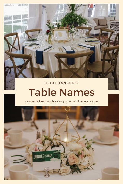 Instead Of Table Numbers, Wedding Table Names Instead Of Numbers, Wedding Table Names, Table Names, Banquet Tables, Wedding Professional, Always And Forever, Party Table, Table Numbers