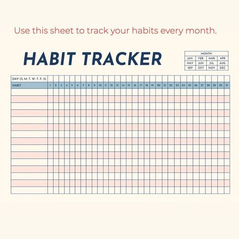 Habits Tracker Printable, Habit Tracker Ipad, Habit Planner, Habit Tracker Template, Printable Habit Tracker, Study Planner Printable, Habit Tracker Printable, Thought For The Day, Note Writing Paper