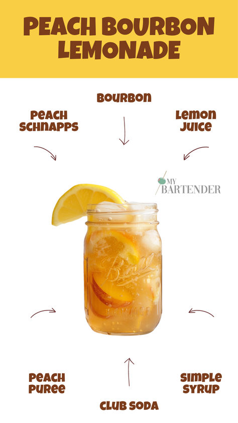 Peach Bourbon Lemonade Bourbon Lemonade, Bourbon Eggnog, Lemonade Cocktails, Peach Bourbon, Peach Cocktail, Vodka Lemonade, Peach Sangria, Lemonade Cocktail, Best Cocktail Recipes