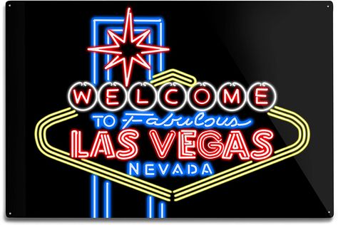 La Sign, Vegas Sign, Tin Wall Art, Pub Signs, Beer Bar, Neon Lights, Las Vegas Nevada, Sign Printing, Aesthetic Room Decor