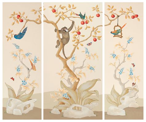 Chinoiserie triptych art panels by Allison Cosmos. Prints sold by #zoebioscreative #allisoncosmos Large Art Print, Large Art Prints, Colorful Parrots, Scientific Illustration, Handmade Frames, Original Prints, Medium Art, Chinoiserie, Gold Frame