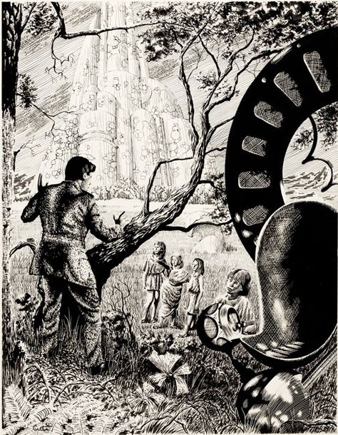 Nicola Cuti - Graphic Classics Vol. 3: H.G. Wells The Time Machine Illustration Original Art (Eureka Productions, 2002). Machine Art, H G Wells, The Time Machine, Fantasy Races, Selling Artwork, Art Archive, Time Machine, Art Pages, Featured Art