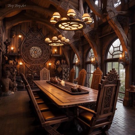 Viking Dining Room, Valheim Longhouse, Dnd Room Ideas, Fantasy House Interior, Viking Hall, Castle Kitchen, Dnd Room, Viking House, Castle Home