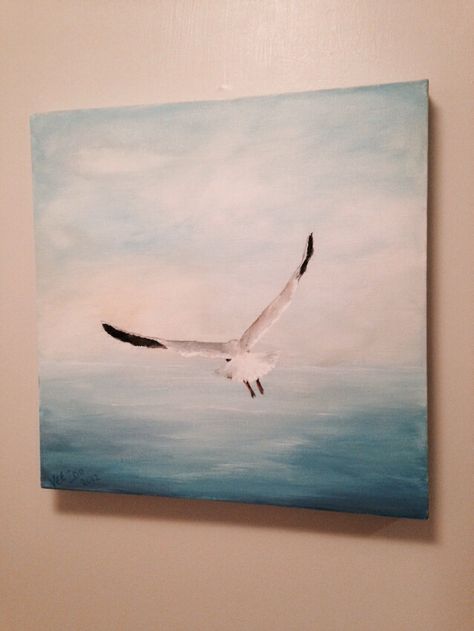 Seagull painting in acrylics Painting On Canvas For Beginners, Canvas For Beginners, Canvas Painting Ideas, Animale Rare, Beginner Painting, Beach Painting, Coastal Art, Oil Painting Abstract, Birds Painting