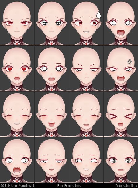 ArtStation - ∻ V-Girl ∻, 🟢 Sinkdenart Mata Manga, V Model, Vtuber Model, Drawing Face Expressions, 얼굴 드로잉, Anime Head, Digital Art Beginner, Anime Expressions, Drawing Expressions