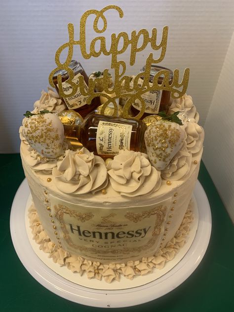 Henny Cake, 16th Birthday Cake For Girls, Alcohol Birthday Cake, Hennessy Cake, Liquor Cake, Birthday Cake Roses, Alcohol Cake, Cake For Boyfriend, 25th Birthday Cakes