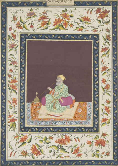 PROVINCIAL MUGHAL INDIA, PROBABLY LUCKNOW, MID-18TH CENTURY; THE BORDERS CIRCA 1770-1780 Mughal Motifs, Mughal Miniature Paintings, Mughal Miniature, Shah Jahan, Mughal Art Paintings, Gouache Color, Indian Miniature, Art For Wall Decor, Frame Pattern