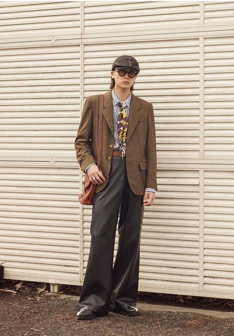 Vintage Looks Men, Vintage Blazer Outfit Men, Vintage Blazer Outfit, Blazer Outfits Men, Masc Outfits, Street Fashion Men Streetwear, Funky Outfits, Mens Fashion Classy, Stylish Mens Outfits