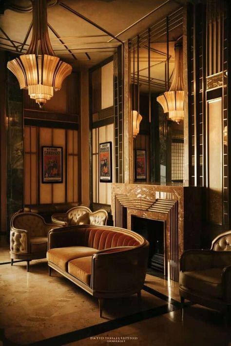 15 Stunning Art Deco 1920s Interior Ideas to Transform Your Space - Fabricerie 1920 Interior Design, Modernism Aesthetic, 1920s House Interior Design, 1920s Art Deco Pattern, Art Deco Interior 1920s, 1920s Luxury, Art Deco Architecture Interior, Modern Art Deco Living Room, 1930s Architecture