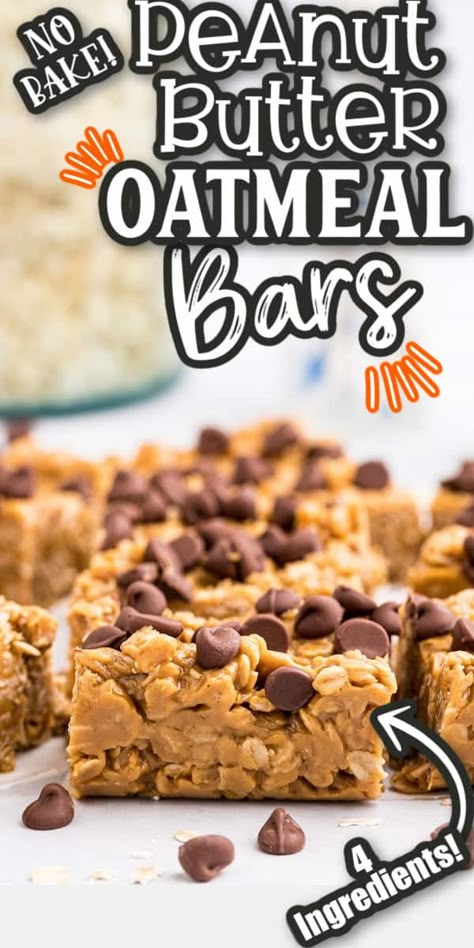 Dorm Snacks, Oats And Chocolate Chips, Diy Protein Bars, Oats And Chocolate, No Bake Oatmeal Bars, Peanut Butter Oatmeal Bars, No Bake Peanut Butter, Butter Honey, Peanut Butter Honey