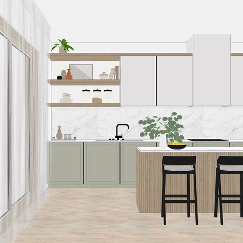 Anyone else spending more time than ever searching for snacks in between meetings? #OrbitFromHome prompt: show us your dream kitchen. 

Modeled by Vanessa Mello in #SketchUp Interior Design Template, Interior Design Drawings, Interior Design Presentation, Furniture Details Design, Interior Design Boards, Interior Sketch, Layout Architecture, Kitchen Interior Design Modern, Design Boards