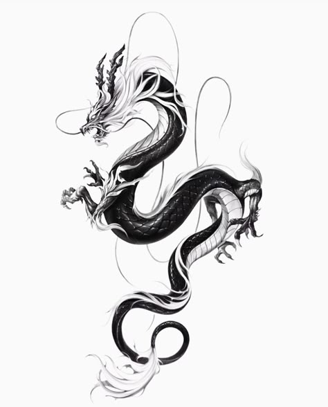 Dragons Tattoos, Black Dragon Tattoo, Brazilian Tattoo, Dragon Tattoo Meaning, Asian Dragon Tattoo, Mujeres Tattoo, Masculine Tattoos, Dragon Tattoo Ideas, Heaven Tattoos