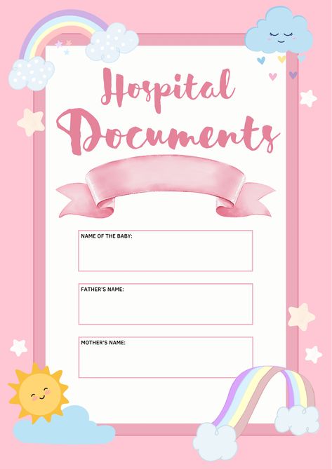 Hospital Documents Label For Baby, Hospital Documents Template For Baby, Maternity Checklist, Insta Sticker, Baby Hospital Bag Checklist, Hospital List, Hospital Checklist, Newborn Checklist, Biodata Format