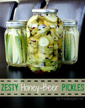 Zesty Honey-Beer Pickles Recipe for Canning - This Lil Piglet Pickles Canning, Canning Pickles, Canning Recipe, Cooking With Beer, Dill Pickles, Cucumber Recipes, Home Canning, Beer Recipes, Pickling Recipes