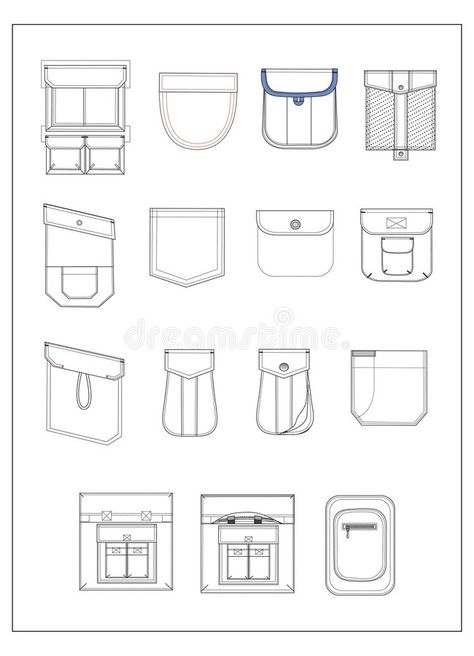 Pockets for clothes vector illustration Types Of Pockets, Patch Pocket Design, Utility Fashion, Pocket Design Fashion, Shirt Photography, T-shirt Photography, Business Vision Board, Clothes Illustration, Business Vision